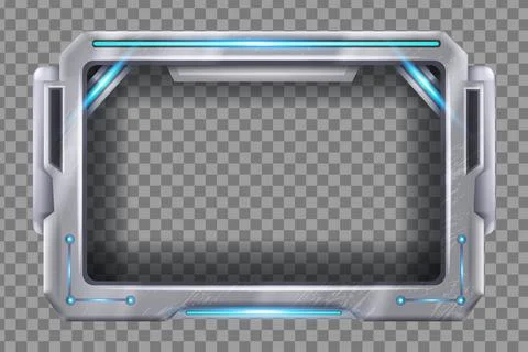 Tech futuristic frame vector screen, HUD digital game border panel Stock Illustration