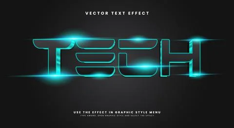 Tech futuristic Style 3D editable text effect Illustrazione stock