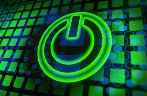 Tech futuristic technology background with power button. Abstract technology  Stock Illustration