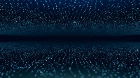 Tech futuristic wavy background, waves of particles and dusting, technology.. Stock Illustration