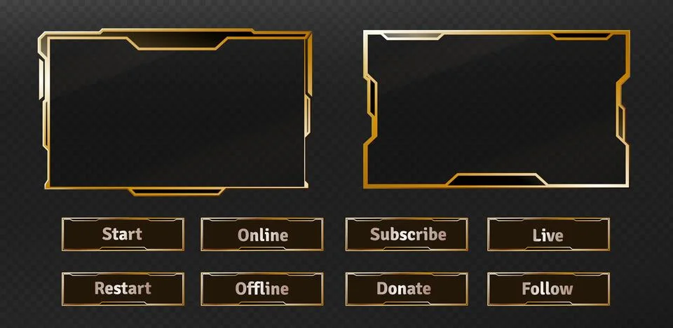 Tech game HUD frames and interface buttons set Stock Illustration