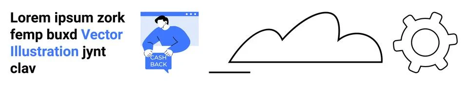 Tech Gear and Cloud with Learn More Call to Action in Bold Vector Design Stock Illustration