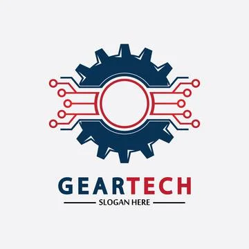 Tech gear logo vector design template. Technology Logo Template Design Vector Stock Illustration