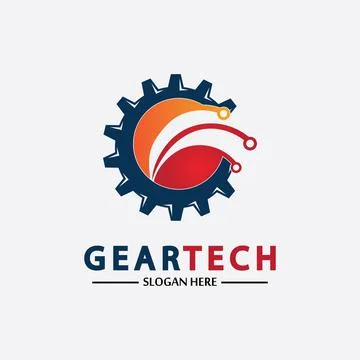 Tech gear logo vector design template. Technology Logo Template Design Vector Stock Illustration