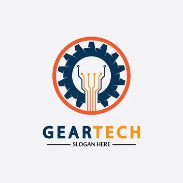 Tech gear logo vector design template. Technology Logo Template Design Vector Stock Illustration