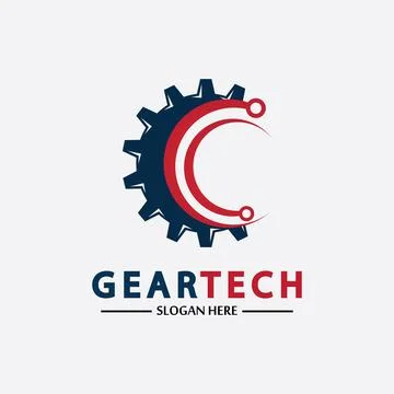 Tech gear logo vector design template. Technology Logo Template Design Vector Stock Illustration