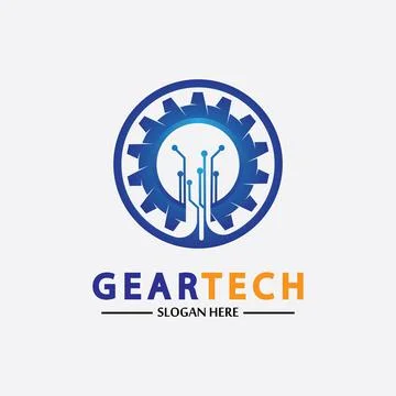 Tech gear logo vector design template. Technology Logo Template Design Vector Stock Illustration