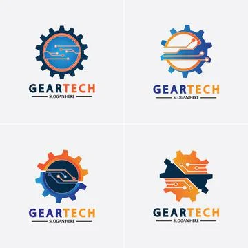 Tech gear logo vector design template. Technology Logo Template Design Vector Stock Illustration