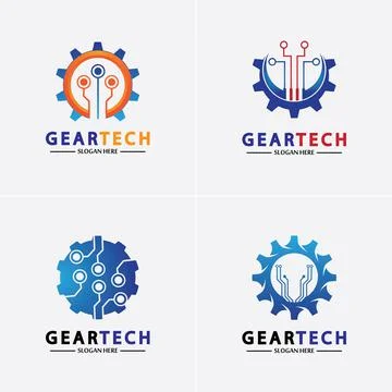 Tech gear logo vector design template. Technology Logo Template Design Vector Stock Illustration
