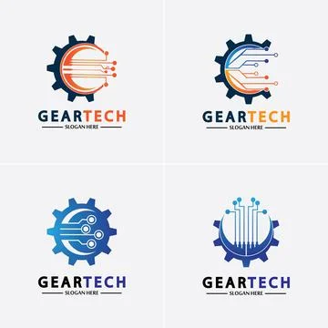 Tech gear logo vector design template. Technology Logo Template Design Vector Stock Illustration
