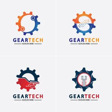 Tech gear logo vector design template. Technology Logo Template Design Vector Stock Illustration