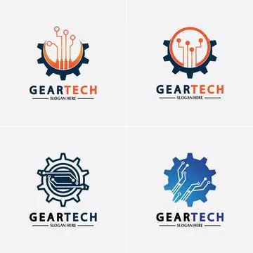 Tech gear logo vector design template. Technology Logo Template Design Vector Stock Illustration