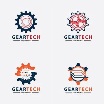 Tech gear logo vector design template. Technology Logo Template Design Vector Stock Illustration