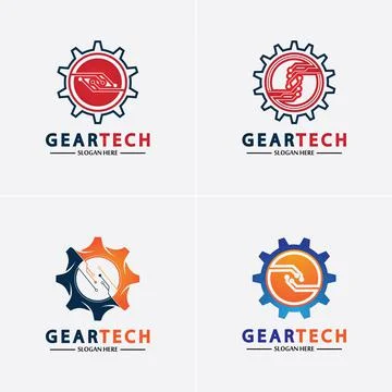 Tech gear logo vector design template. Technology Logo Template Design Vector Stock Illustration