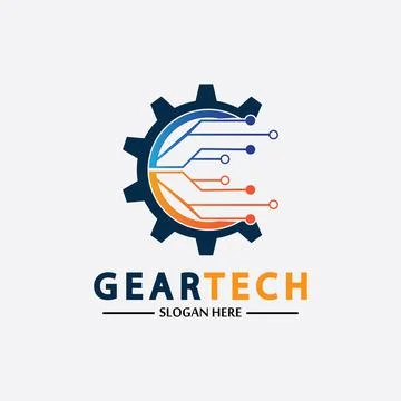 Tech gear logo vector design template. Technology Logo Template Design Vector Illustrazione stock