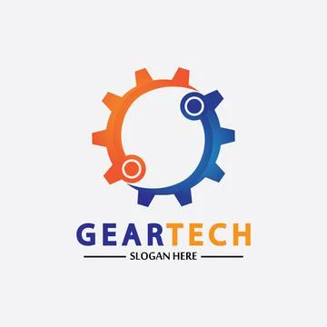 Tech gear logo vector design template. Technology Logo Template Design Vector Stock Illustration