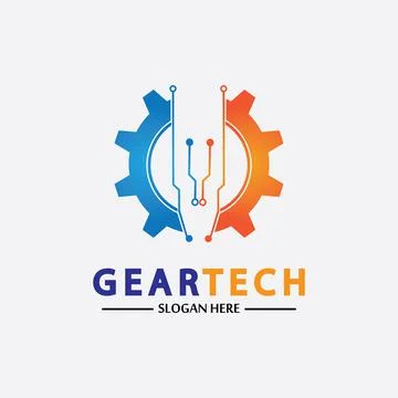 Tech gear logo vector design template. Technology Logo Template Design Vector Stock Illustration