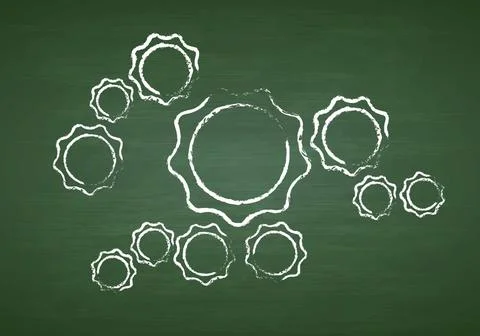 Tech gears on green chalkboard Tech gears on green chalkboard. Vector back... 库存照片