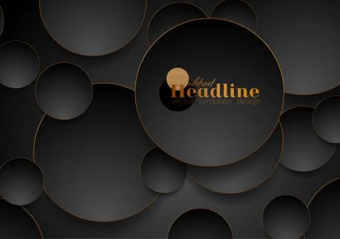 Tech geometric background with abstract bronze and black circles Stock Illustration