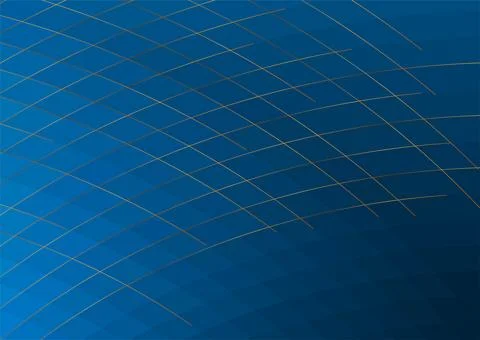 Tech geometric background with wavy golden linear grid Illustrazione stock