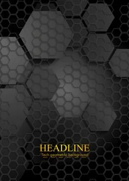 Tech geometric black background with hexagon texture Stock Illustration