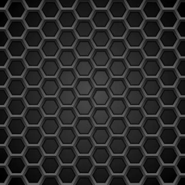 Tech geometric black background with hexagon texture Illustrazione stock