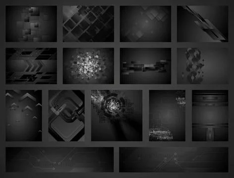 Tech geometric black backgrounds collection Tech geometric black backgroun... Foto stock