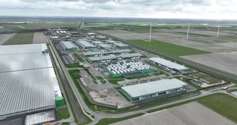 Tech giant operational data center building facility in Middenmeer, Hollands Stock Footage 271281226