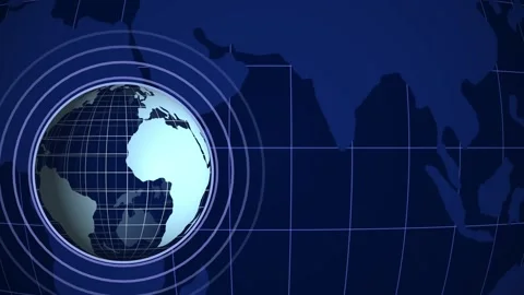Tech globe with grid and concentric circles background animation Stock Footage 329531442