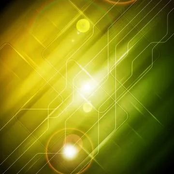 Tech glossy abstract yellow green background Stock Illustration