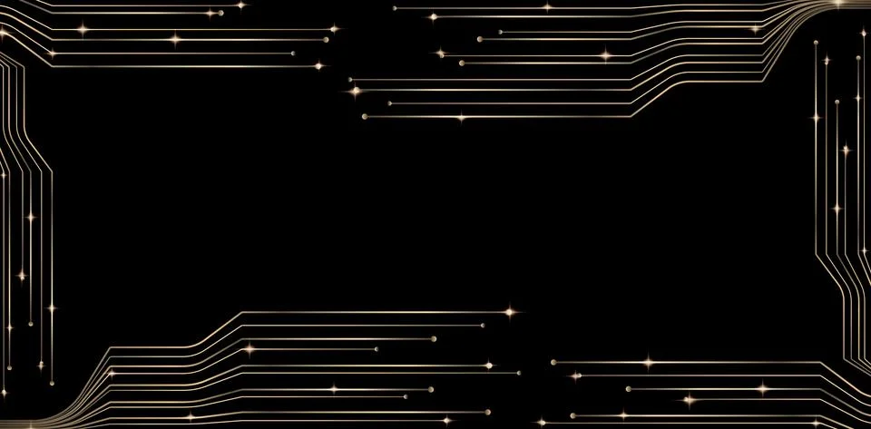 Tech golden line background Stock Illustration