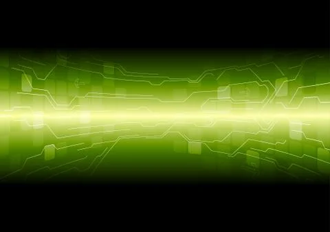 Tech green background with circuit board lines 스톡 일러스트