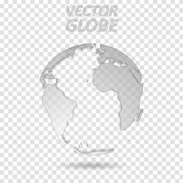 Tech grey transparent globe world map design Stock Illustration