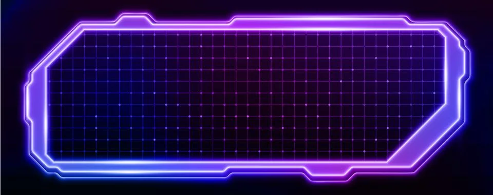 Tech grid HUD frame with cyber interface elements Illustrazione stock