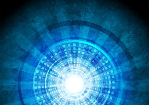 Tech grunge gear blue abstract futuristic background Illustrazione stock