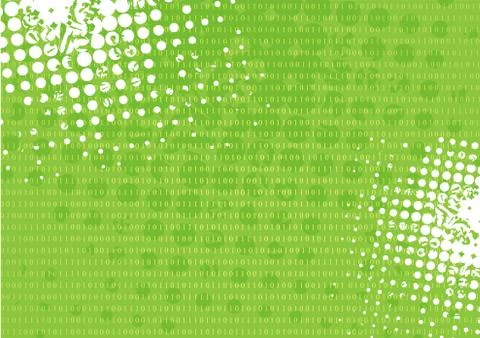 Tech grunge green binary system background Stock Illustration