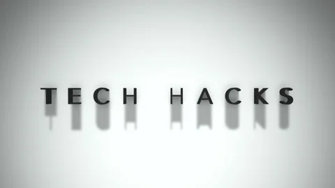 Tech hacks animated title matte black text placed on a white background Stock Footage 301837654