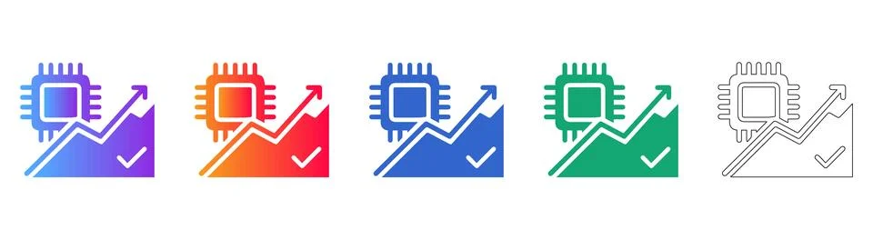 Tech Hardware Growth Icons 스톡 일러스트