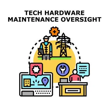 Tech hardware maintenance oversight and service coordination Stock Illustration