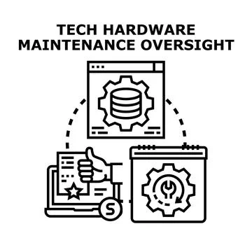 Tech hardware maintenance oversight and managed it service concepts Stock Illustration