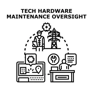 Tech hardware maintenance oversight and service coordination Stock Illustration