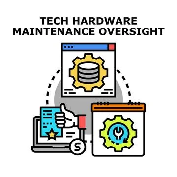 Tech hardware maintenance oversight and managed it service concepts Stock Illustration