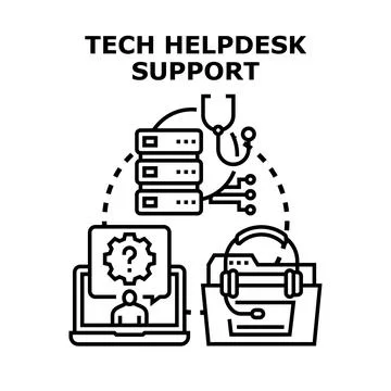 Tech helpdesk support providing it assistance service Stock Illustration