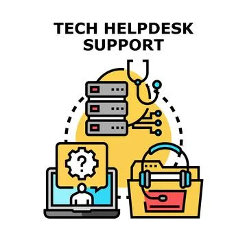 Tech helpdesk support providing it assistance service Stock Illustration