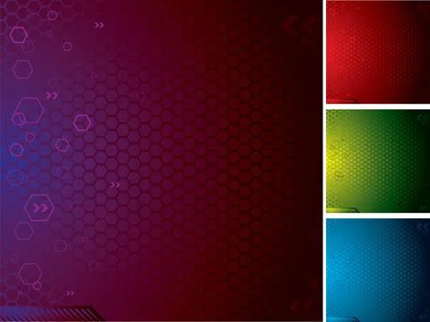 Tech hex Illustrated abstract technical background with hexagons in four d... Foto stock