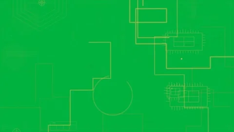 Tech HUD activating on data input, drawing traces and chips on transparent Stock Footage 333972267