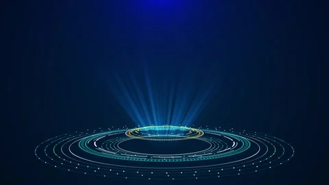 Tech HUD Innovation circle interfaces. Hi tech futuristic display. Blue hologram Video stock 278301831