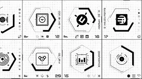 Tech HUD Loop Black on White 01 Stock-Footage 294044203