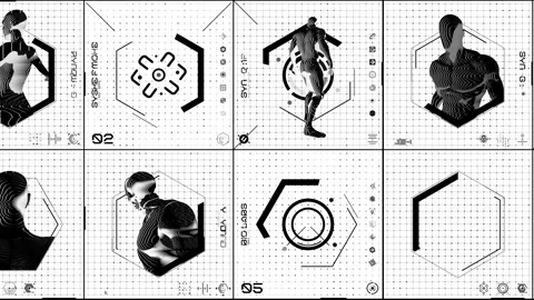 Tech HUD Loop Black on White 03 Stock Footage 294044265