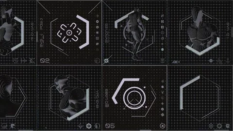 Tech HUD Loop Dark Grey 01 Stock Footage 294044269